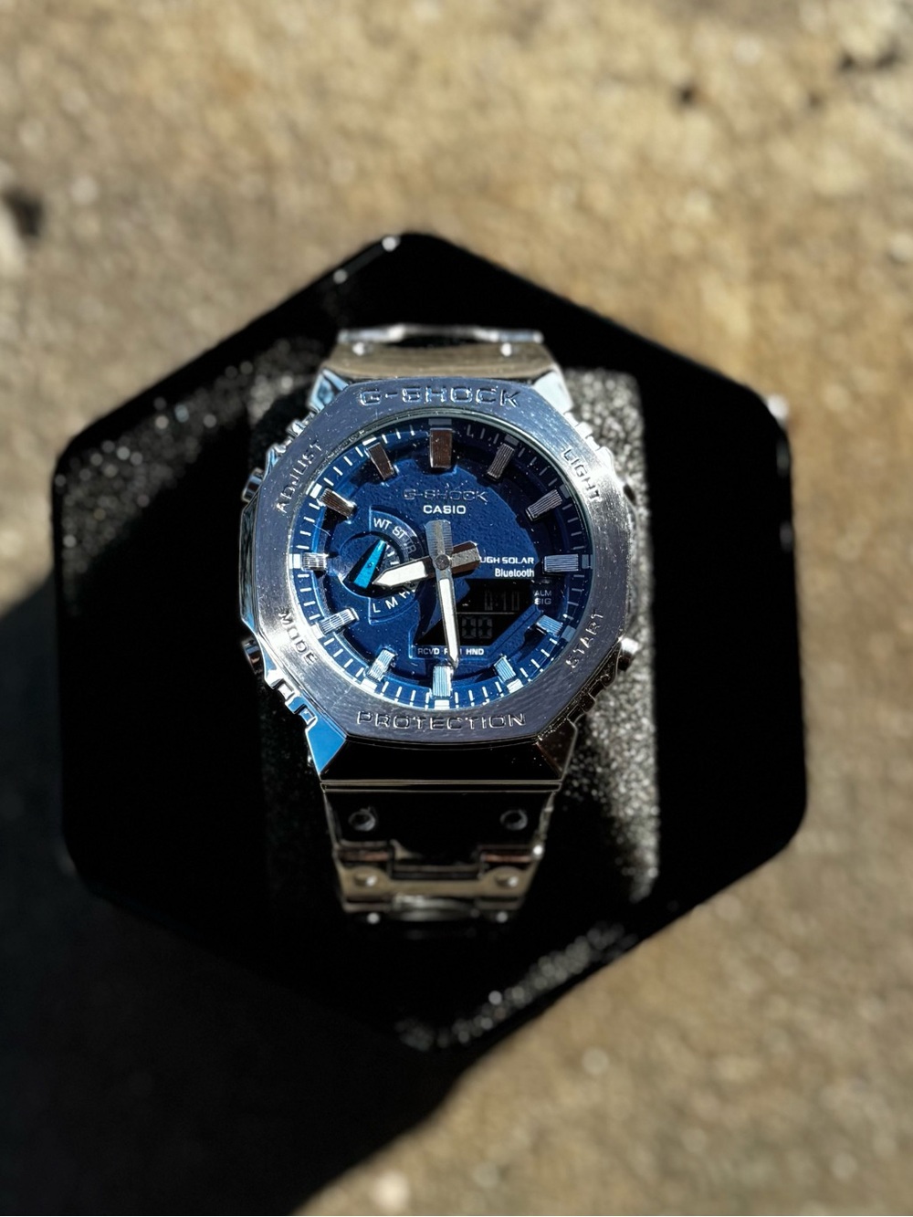 G-Shock Silver and Blue Metal Case Watch